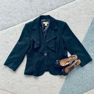 Transitions Black Silk Ruffle Blazer